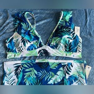 NWT 3X Peyton & Parker Plus sized Blue Tropical Bikini